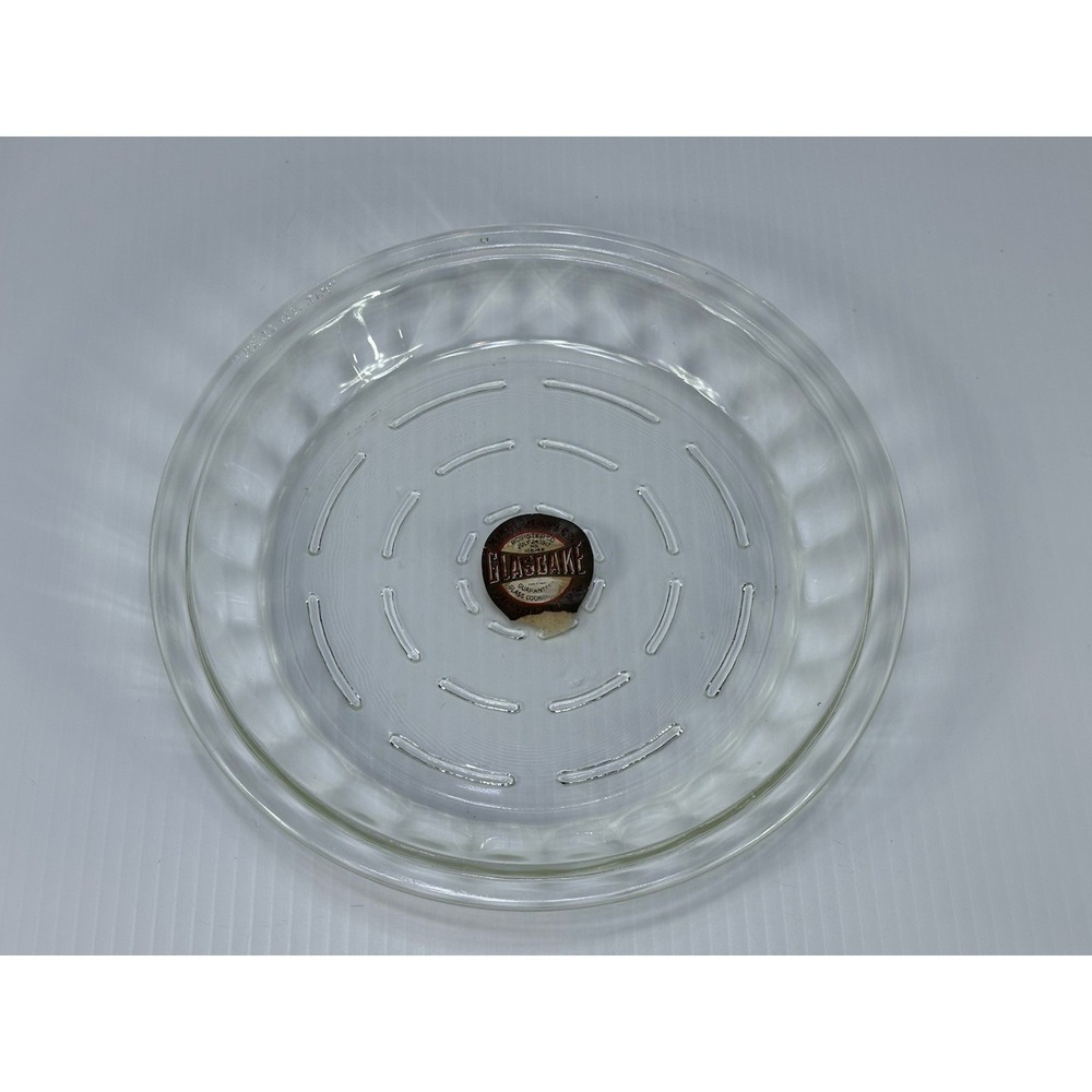 VTG Glasbake Pie Plate 244 1/2  9" Pie Baking Dish Pan Glass‎ Original Label